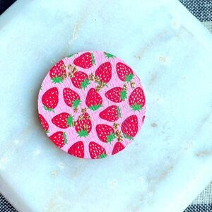 Strawberry Pink Fruit Cell Phone Charm Faith Art Deco Accessory Gift NWT Red